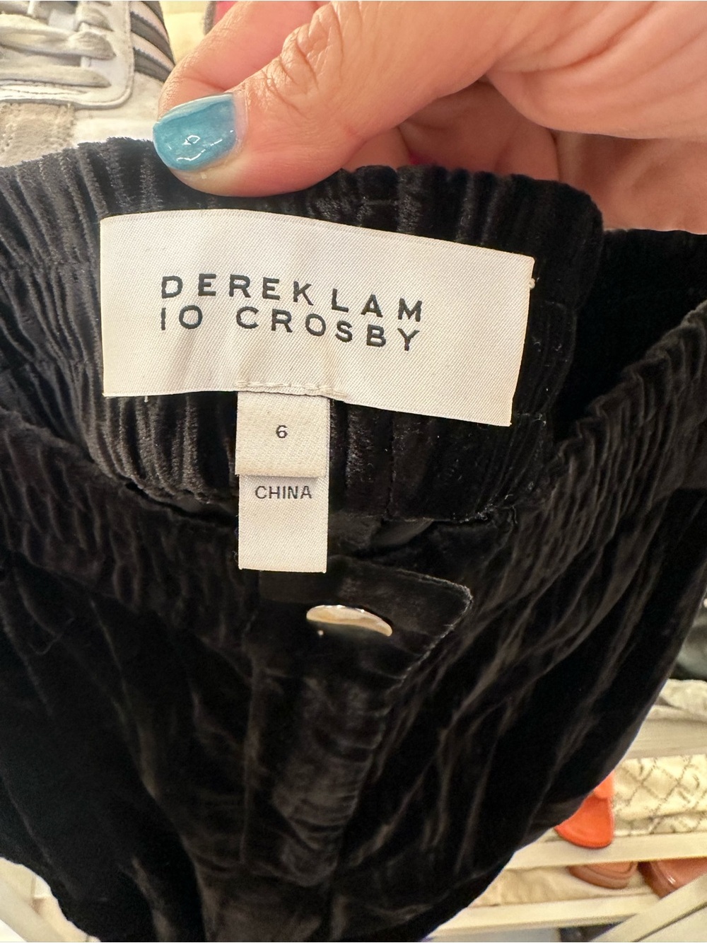 Derek Lam Black Crinkled Velvet pants